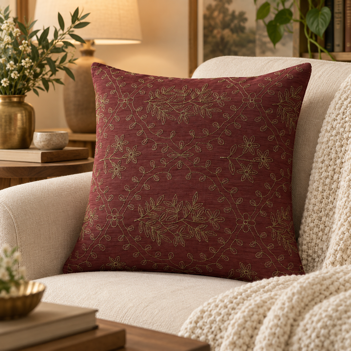 1 PCS Floral Embroidered Cushion Cover Square Throw Pillow Case Sofa Home