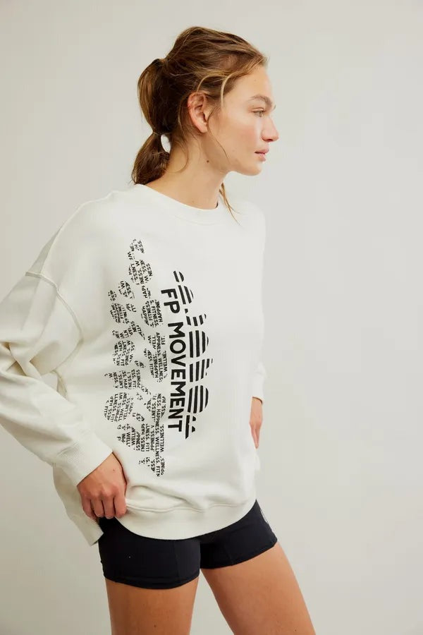 Free People FP Movement All Star Buti Logo Pullover Sweatshirt Top