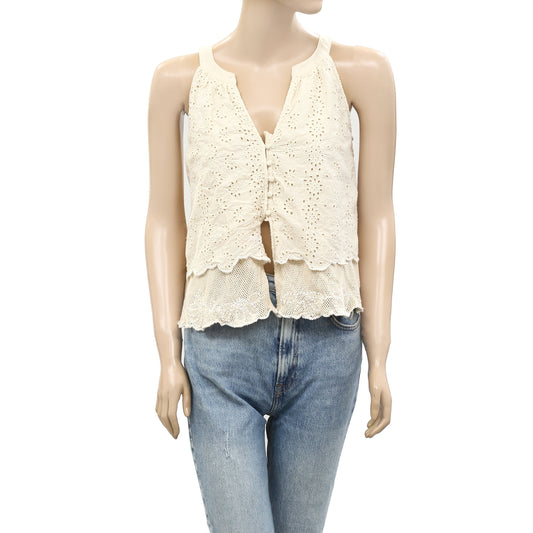 Anthropologie Eyelet Embroidered Buttondown Blouse Top