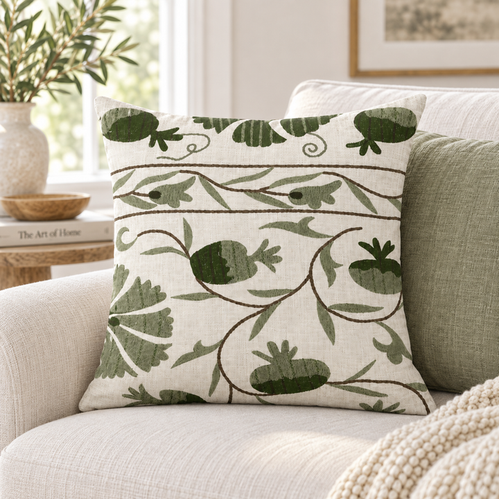 1 PCS Leafy Embroidered Cover Square Throw Pillow Case Sofa Home Decor