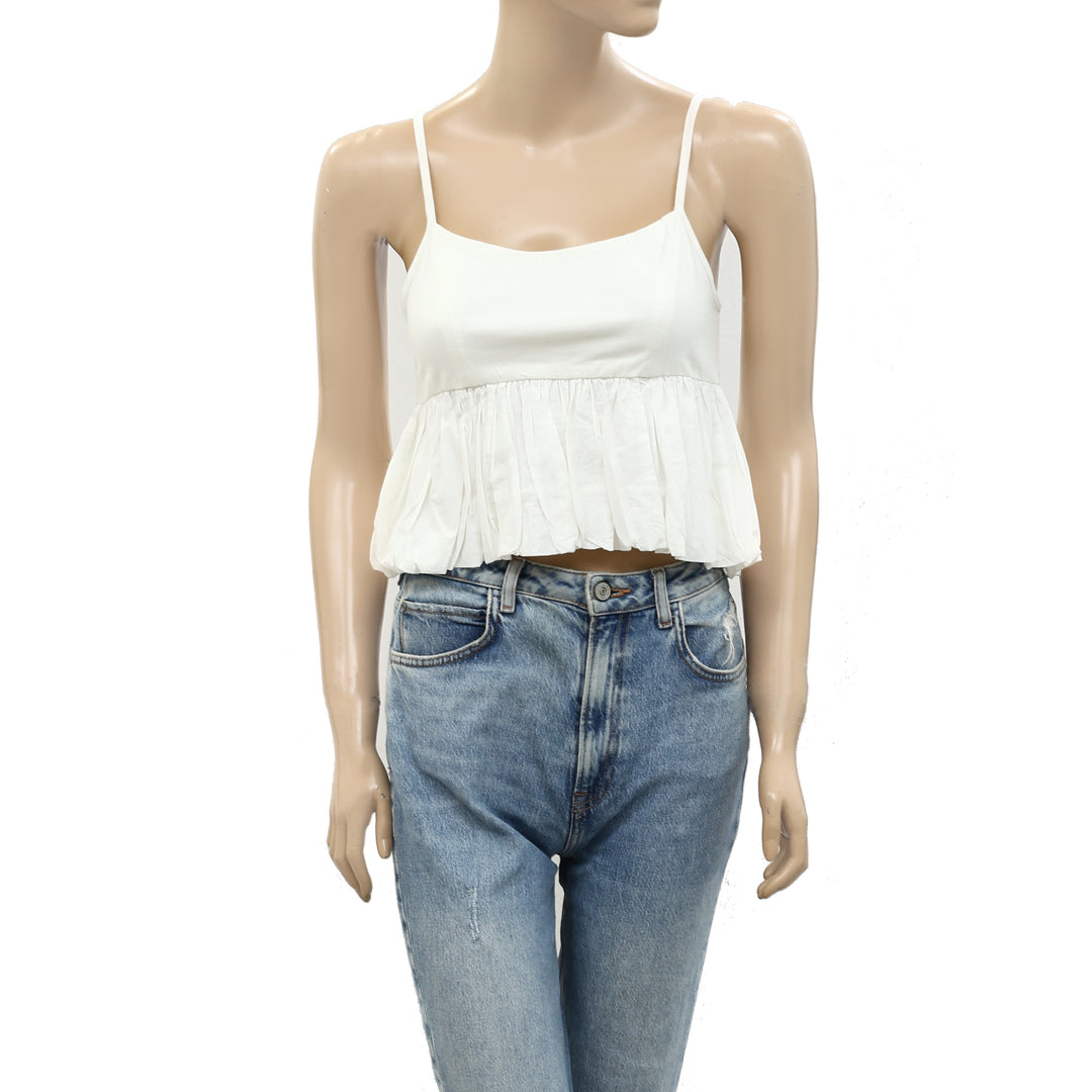 Maeve Anthropologie Ruffled Bubble-Hem Cropped Cami Tank Top