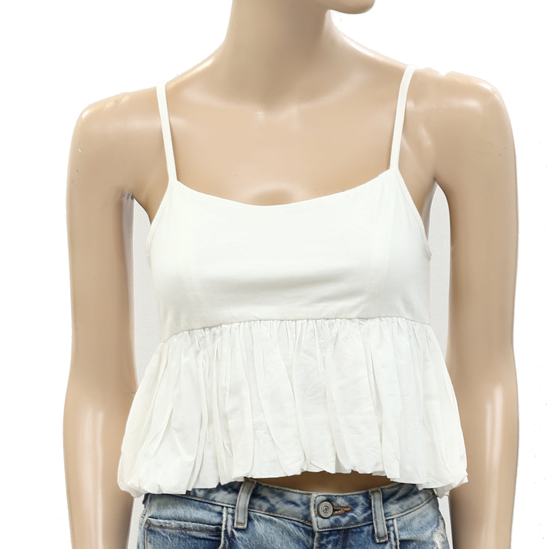 Maeve Anthropologie Ruffled Bubble-Hem Cropped Cami Tank Top