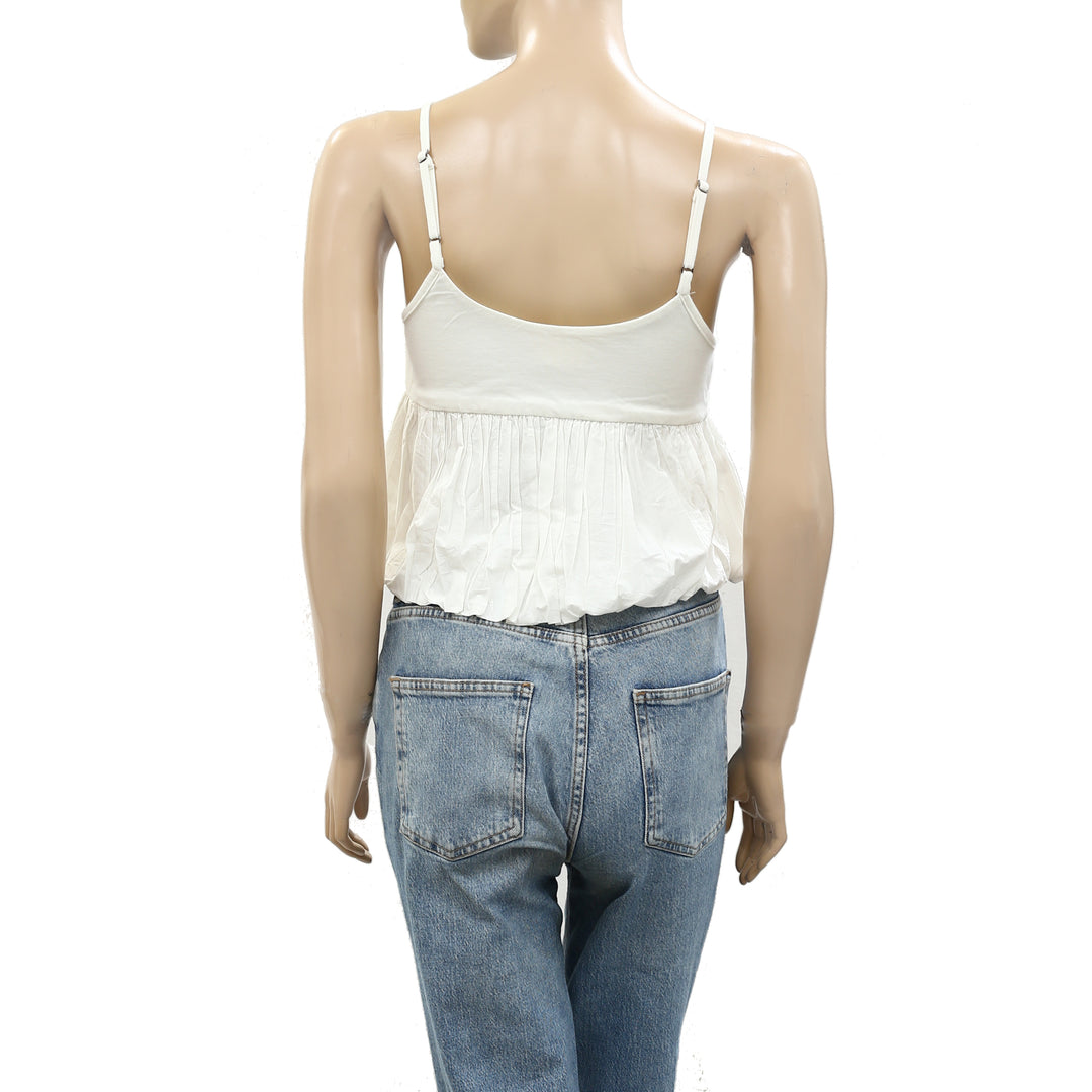 Maeve Anthropologie Ruffled Bubble-Hem Cropped Cami Tank Top