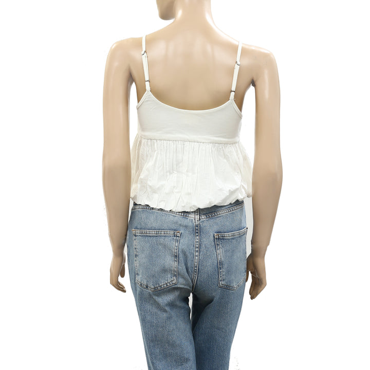 Maeve Anthropologie Ruffled Bubble-Hem Cropped Cami Tank Top