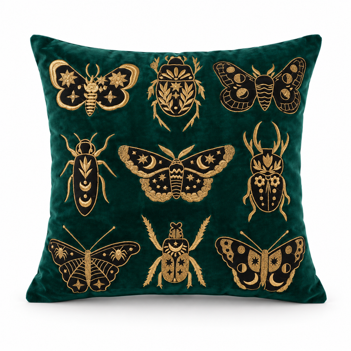 1 PCS Butterfly Gold Embroidered Cover Square Throw Pillow Case Sofa Home