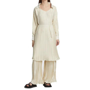 Deveaux New York Shannon Collared Plisse Pleated Dress