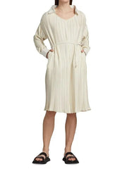 Deveaux New York Shannon Collared Plisse Pleated Dress