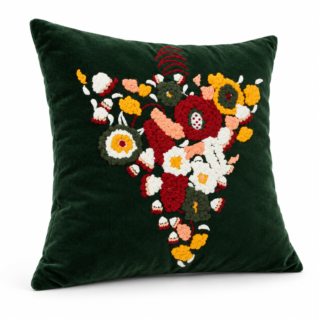 1 PCS Tufted Floral Cushion Cover Square Throw Pillow Case Sofa Home Decor