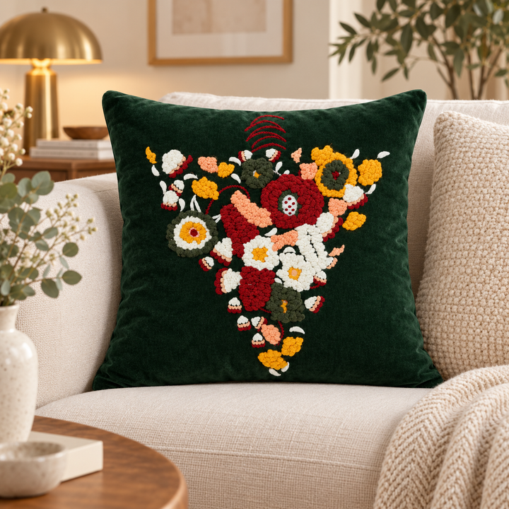 1 PCS Tufted Floral Cushion Cover Square Throw Pillow Case Sofa Home Decor