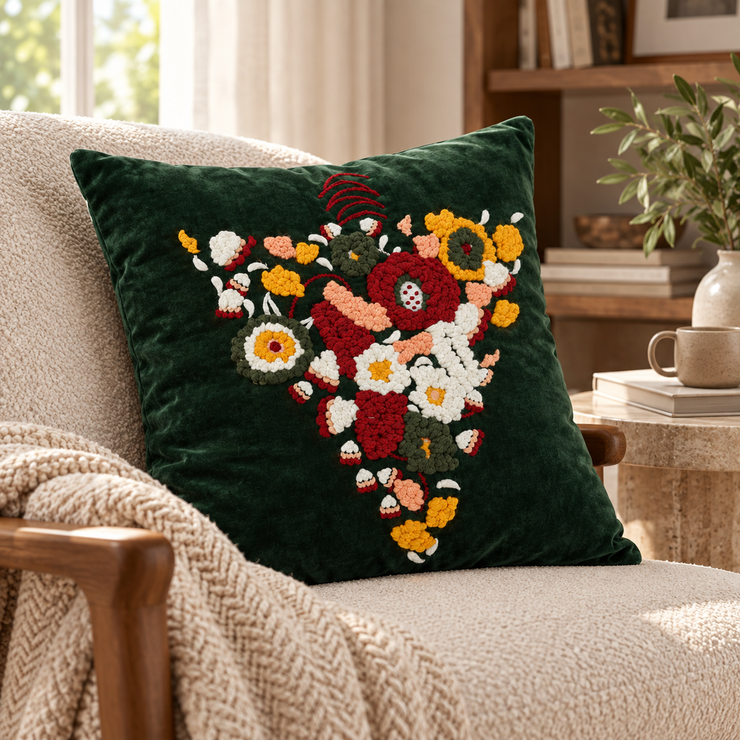 1 PCS Tufted Floral Cushion Cover Square Throw Pillow Case Sofa Home Decor