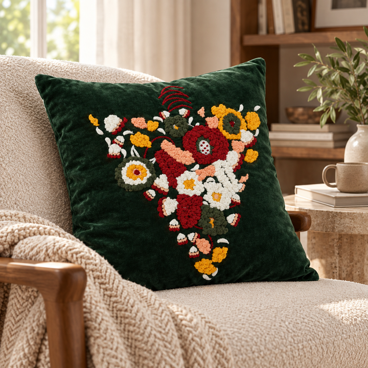 1 PCS Tufted Floral Cushion Cover Square Throw Pillow Case Sofa Home Decor