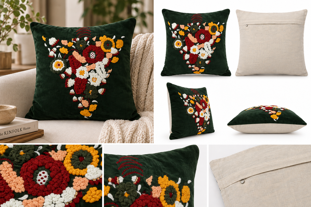 1 PCS Tufted Floral Cushion Cover Square Throw Pillow Case Sofa Home Decor
