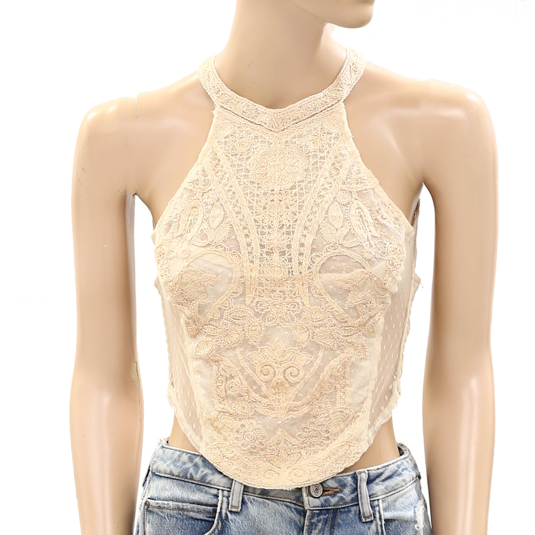 Intimately Free People Floral Embroidered Cropped Top