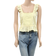 Anthropologie Embroidered Ruffle Tank Blouse Top S