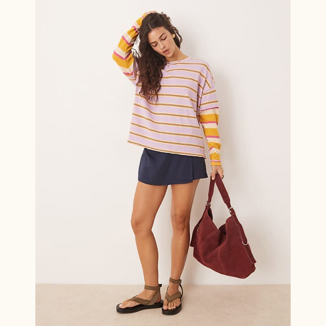 Free People We The Free Nina Stripe Long-Sleeve Tee Tunic Top