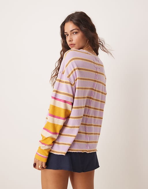 Free People We The Free Nina Stripe Long-Sleeve Tee Tunic Top