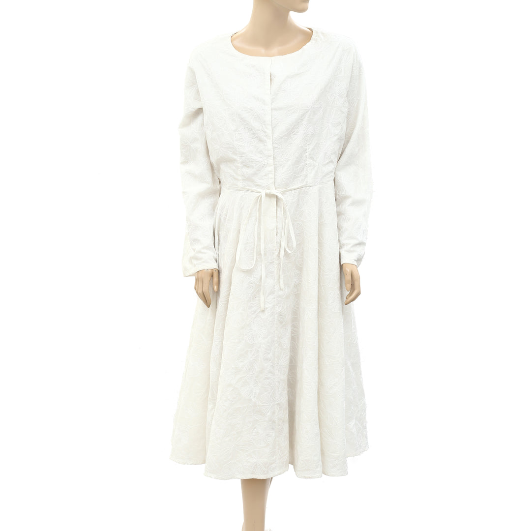 Merlette Floral Embroidered Swing Midi Dress Merlette Floral Embroidered Swing Midi Dress