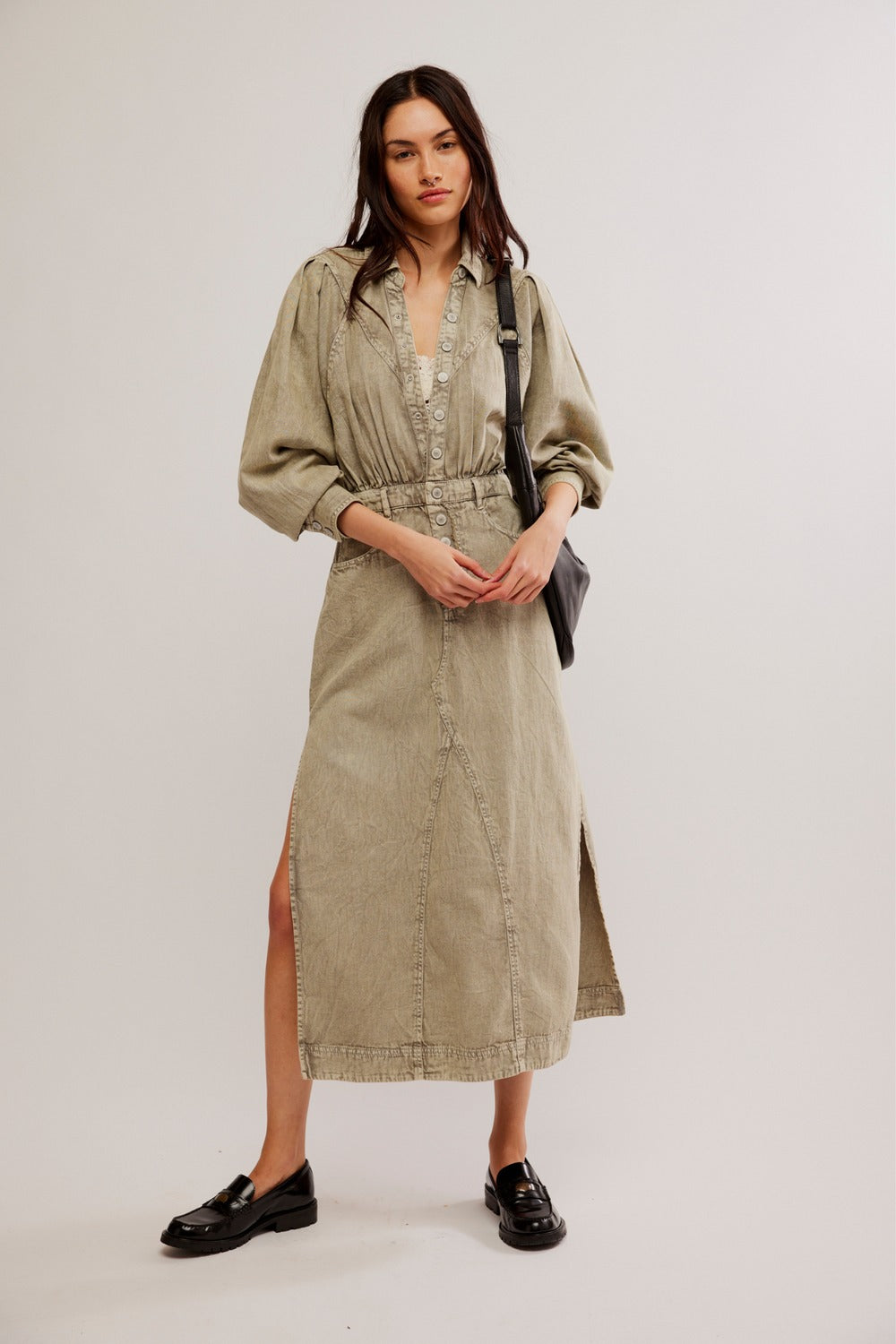 Free People Mad Love Denim Midi Dress