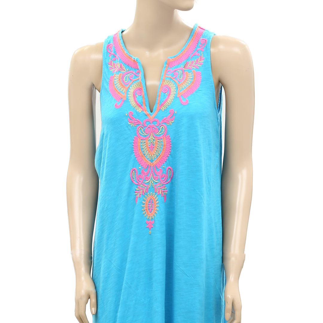 Lilly Pulitzer Embroidered Cover-Up Maxi Long Dress Cotton