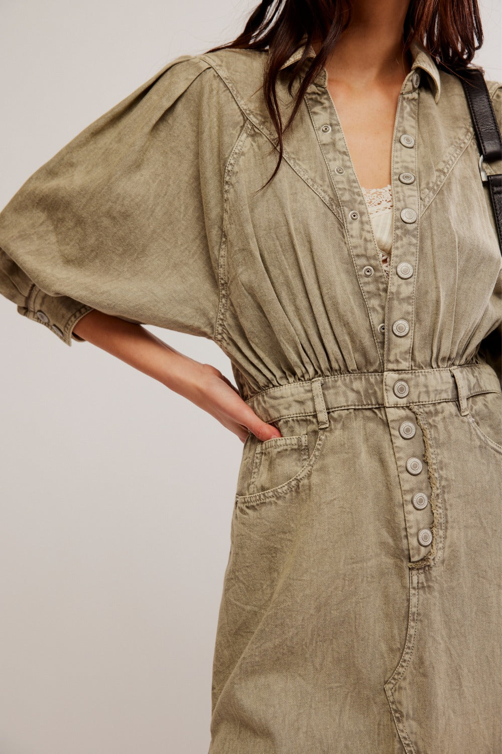Free People Mad Love Denim Midi Dress