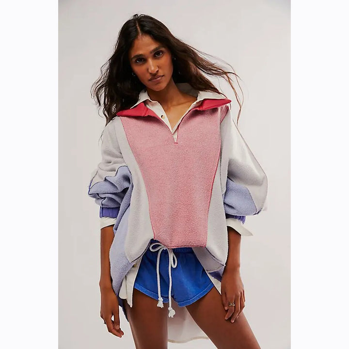 Free People Sidewalk Colorblock Sweatshirt Top