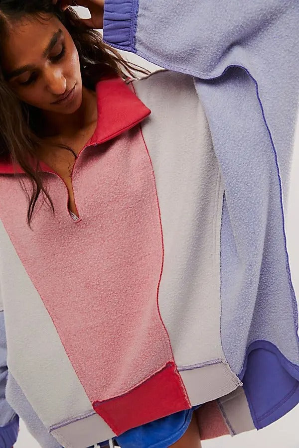Free People Sidewalk Colorblock Sweatshirt Top