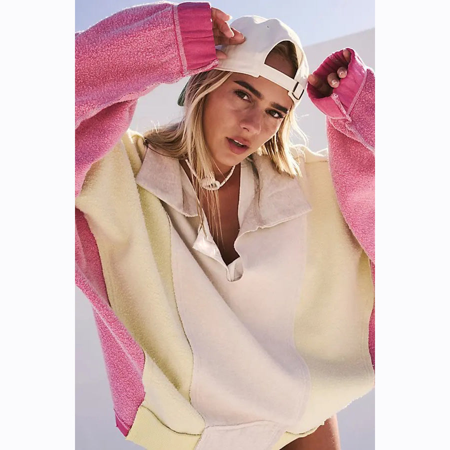 Free People Sidewalk Colorblock Sweatshirt Top