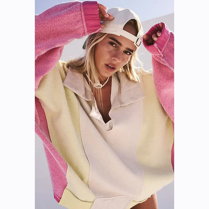 Free People Sidewalk Colorblock Sweatshirt Top