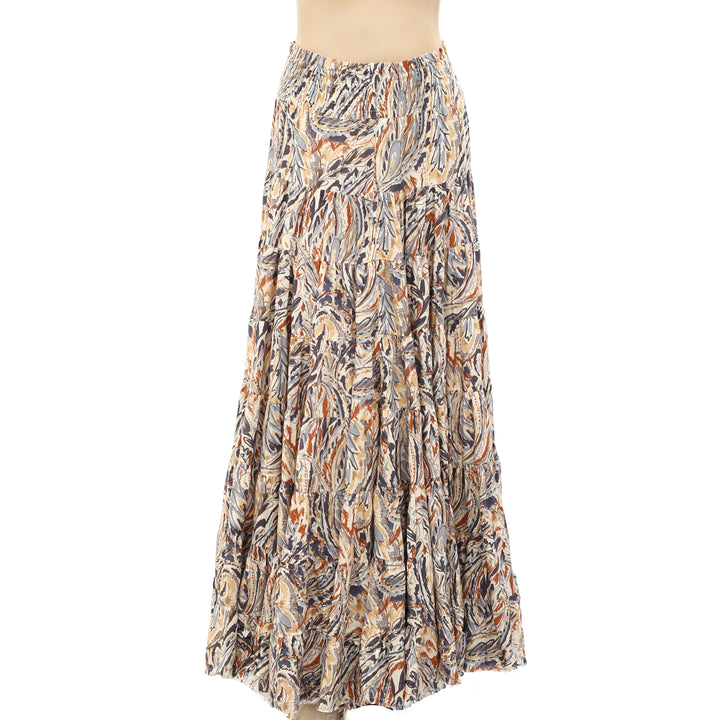 Anthropologie Love the label Smocked Printed Maxi Long Skirt S
