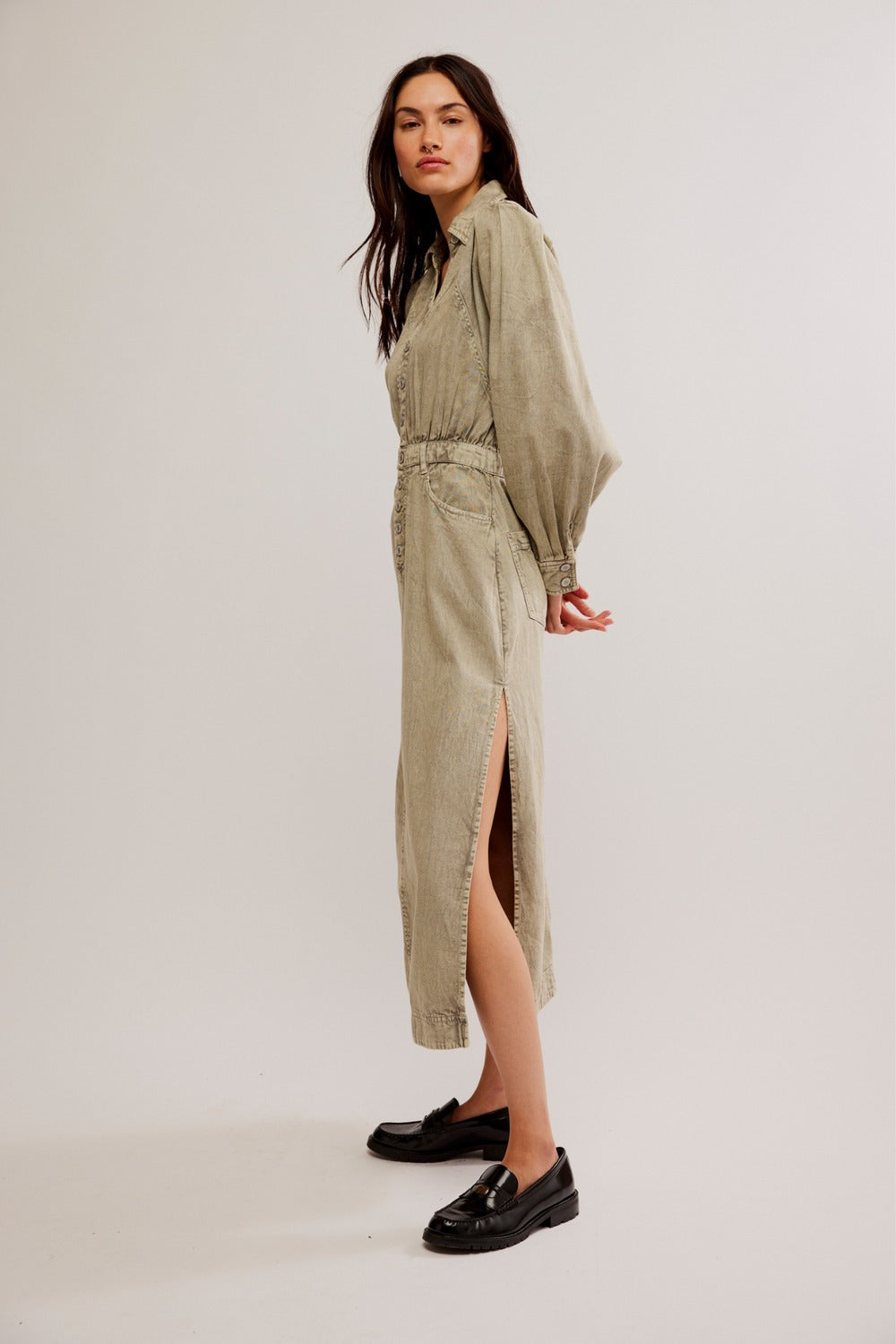 Free People Mad Love Denim Midi Dress