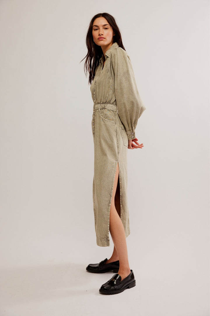 Free People Mad Love Denim Midi Dress