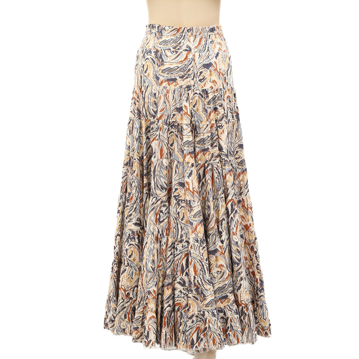 Anthropologie Love the label Smocked Printed Maxi Long Skirt S