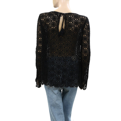 Odd Molly Anthropologie Floral Crochet Lace Tunic Top