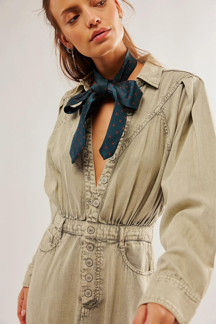 Free People Mad Love Denim Midi Dress