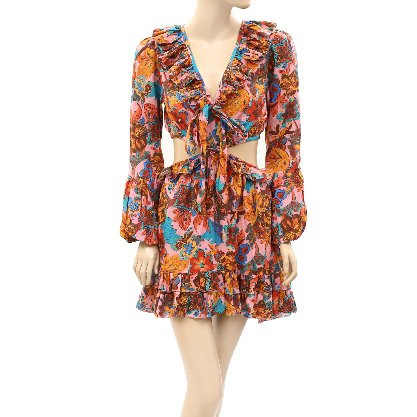Love The Label Anthropologie Floral Cut-Out Mini Dress S