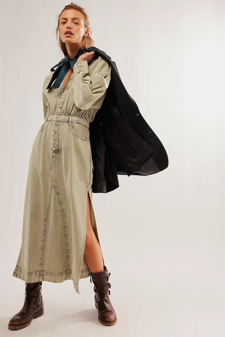 Free People Mad Love Denim Midi Dress