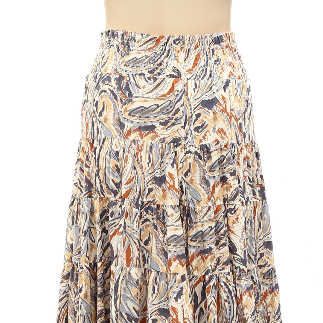 Anthropologie Love the label Smocked Printed Maxi Long Skirt S