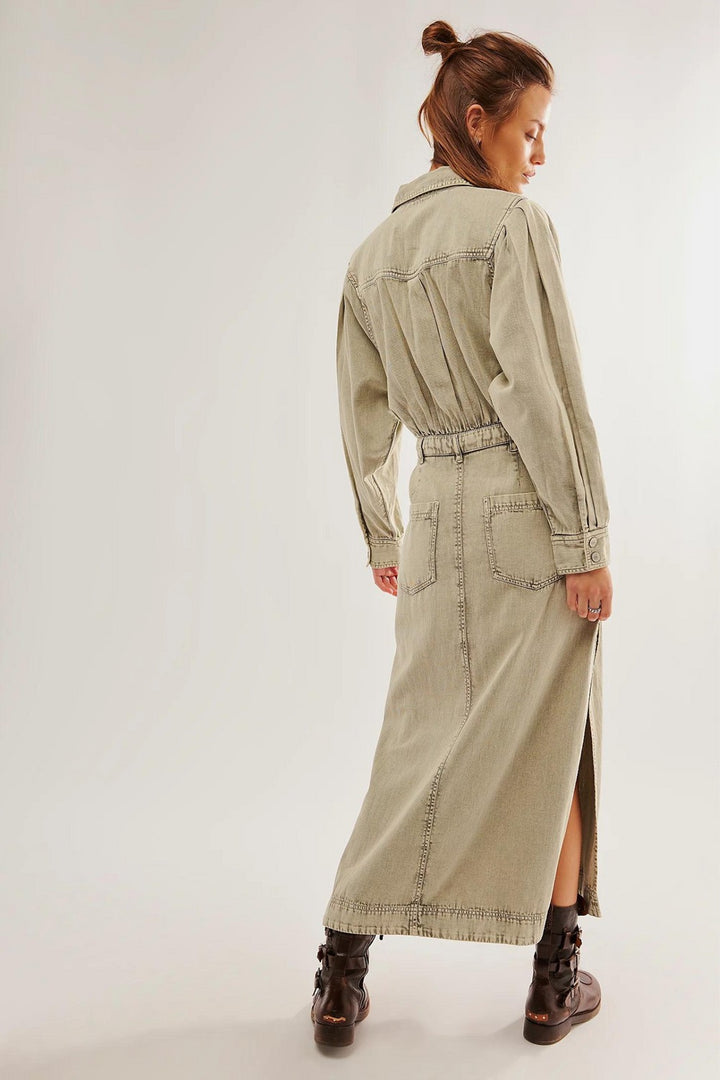 Free People Mad Love Denim Midi Dress