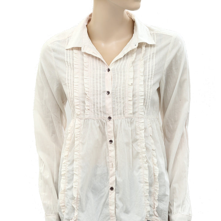 Odd Molly Anthropologie Buttondown Ruffle Shirt Blouse Top