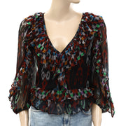 Love The Label Anthropologie Smocked Ruffle Blouse Top