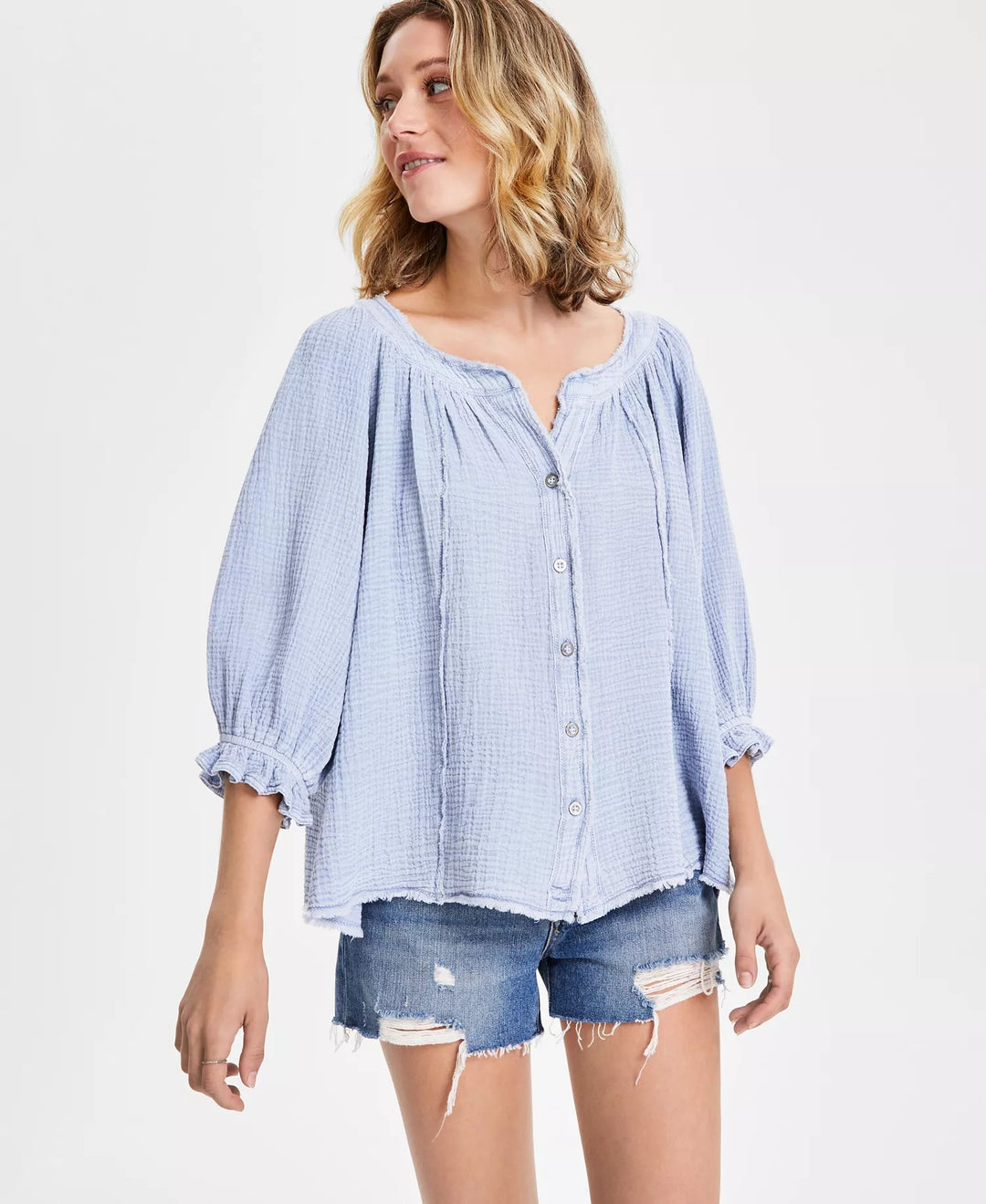 Free People We The Free Lucy Solid Shirt Blouse Top