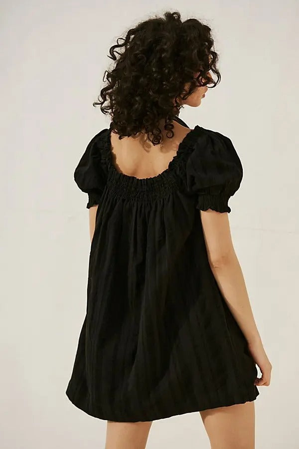 Free People Est Mila Mini Dress Smocked Puff Sleeve Shift