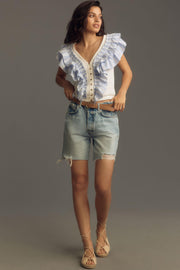Maeve Anthropologie  Ruffled Cropped Top