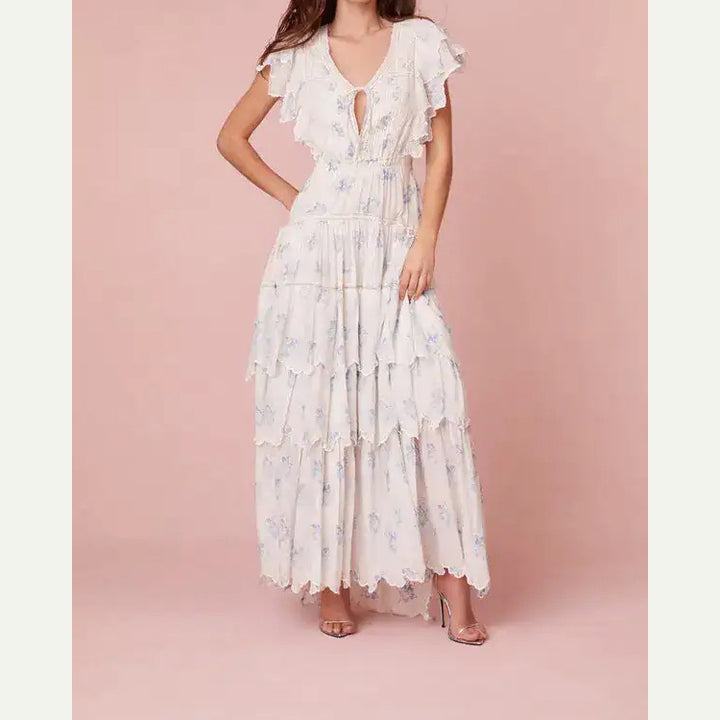 LoveShackFancy Valina Fulter Sleeve Maxi Dress