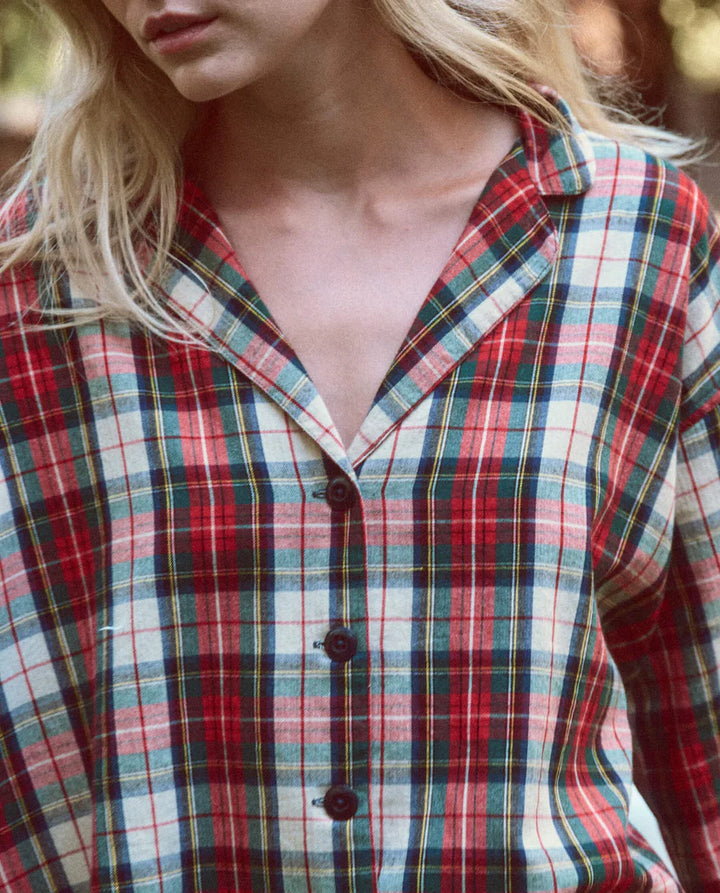The Great Buttondown Cotton Check Collared Flannel Plaid Shirt Top