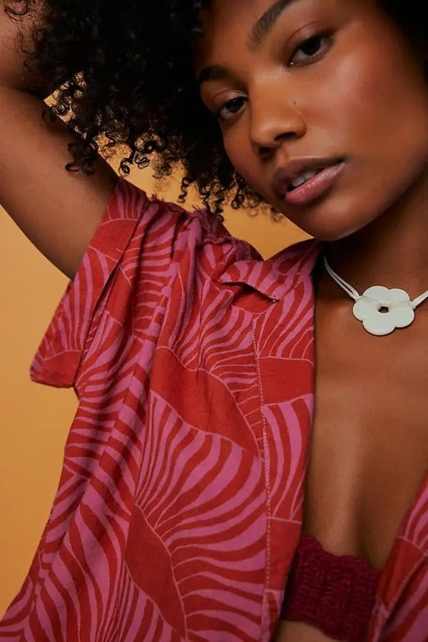 Free People We The Free Sun Splash Printed Shirt Tunic Top