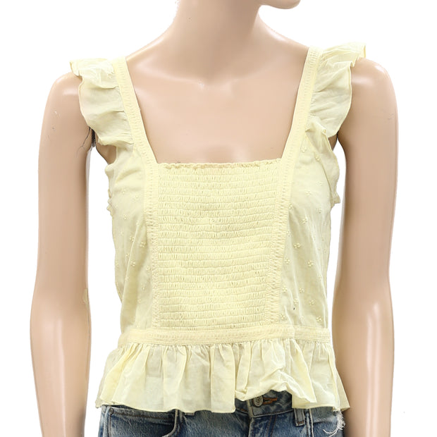 Anthropologie Embroidered Ruffle Tank Blouse Top S