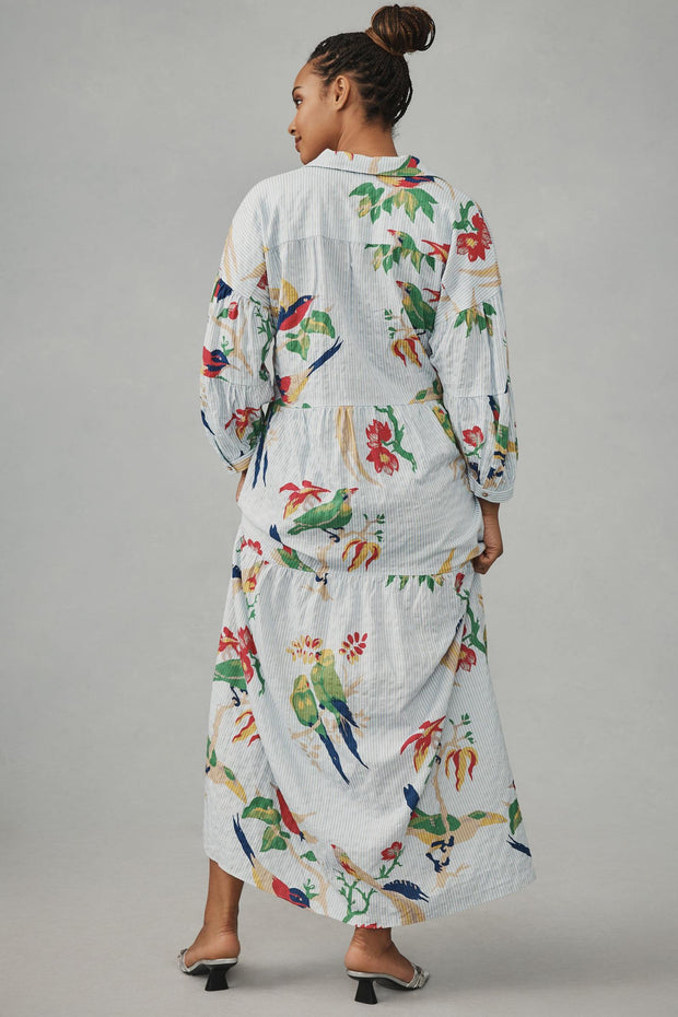 By Anthropologie The Carolita Printed Tiered Shirt Maxi Dress