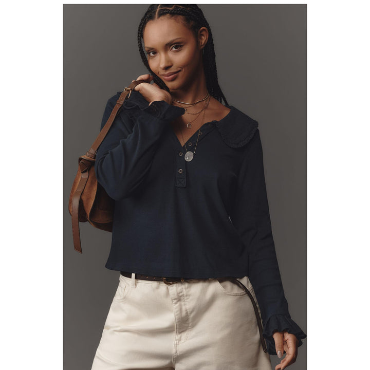 By Anthropologi Pilcro The Keira Collared Button-Front Blouse Top