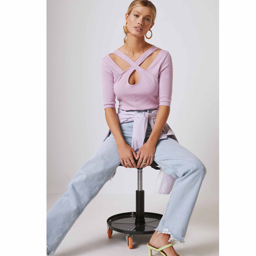 Maeve Anthropologie Cut-Out Tee Shirt Blouse Top